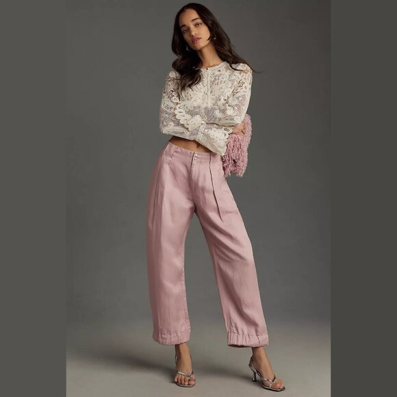 NEW Size 10 Women's Cinched Hem Trousers, Lilac - Anthropologie - Picture 1 of 4